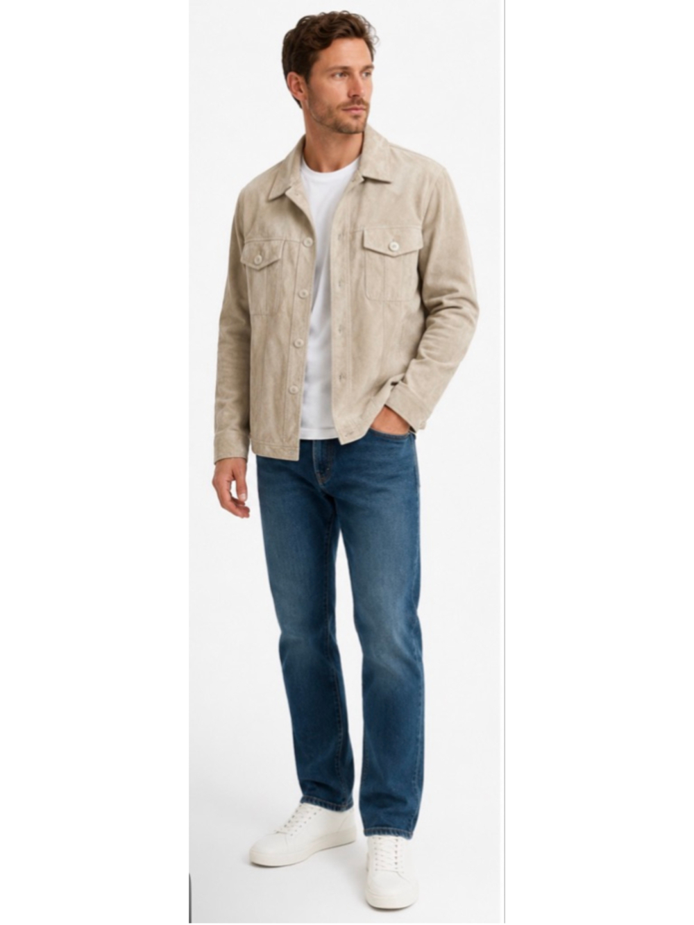 Men's Wilsons Leather Beige Suede Lightweight Jacket/Shirt M